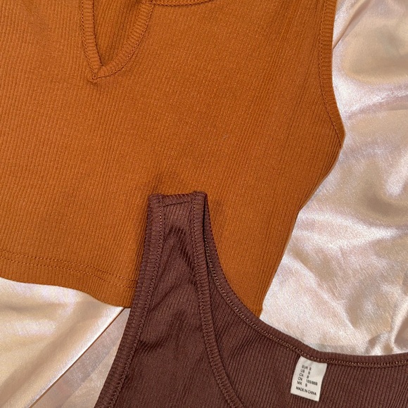two neutral colored crop top/tank tops; COMBO - Picture 4 of 4